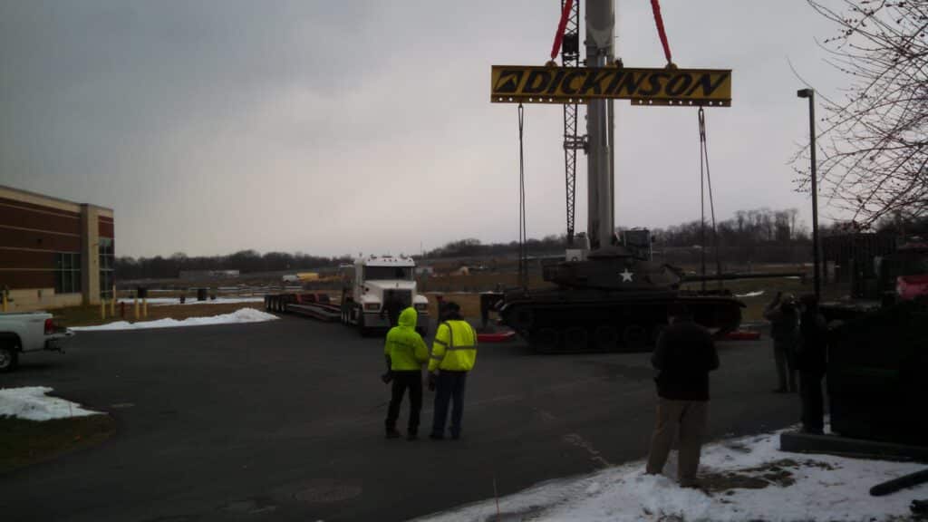 large historical tank moved
